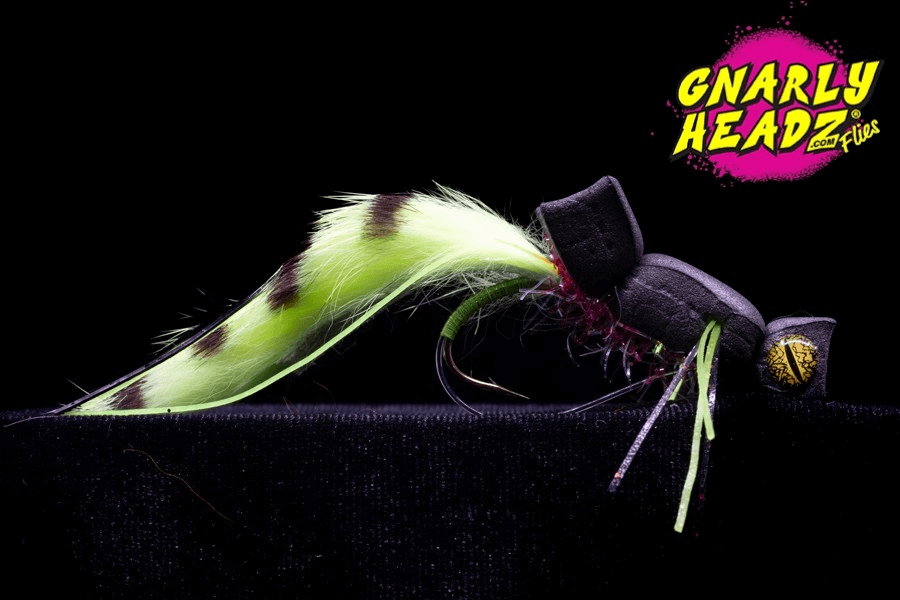 GNARLY HEADZ Bass Flipper #6 Black Chartreuse GNARLY HEADZ Bass Flipper #6 Black Chartreuse - Image 1